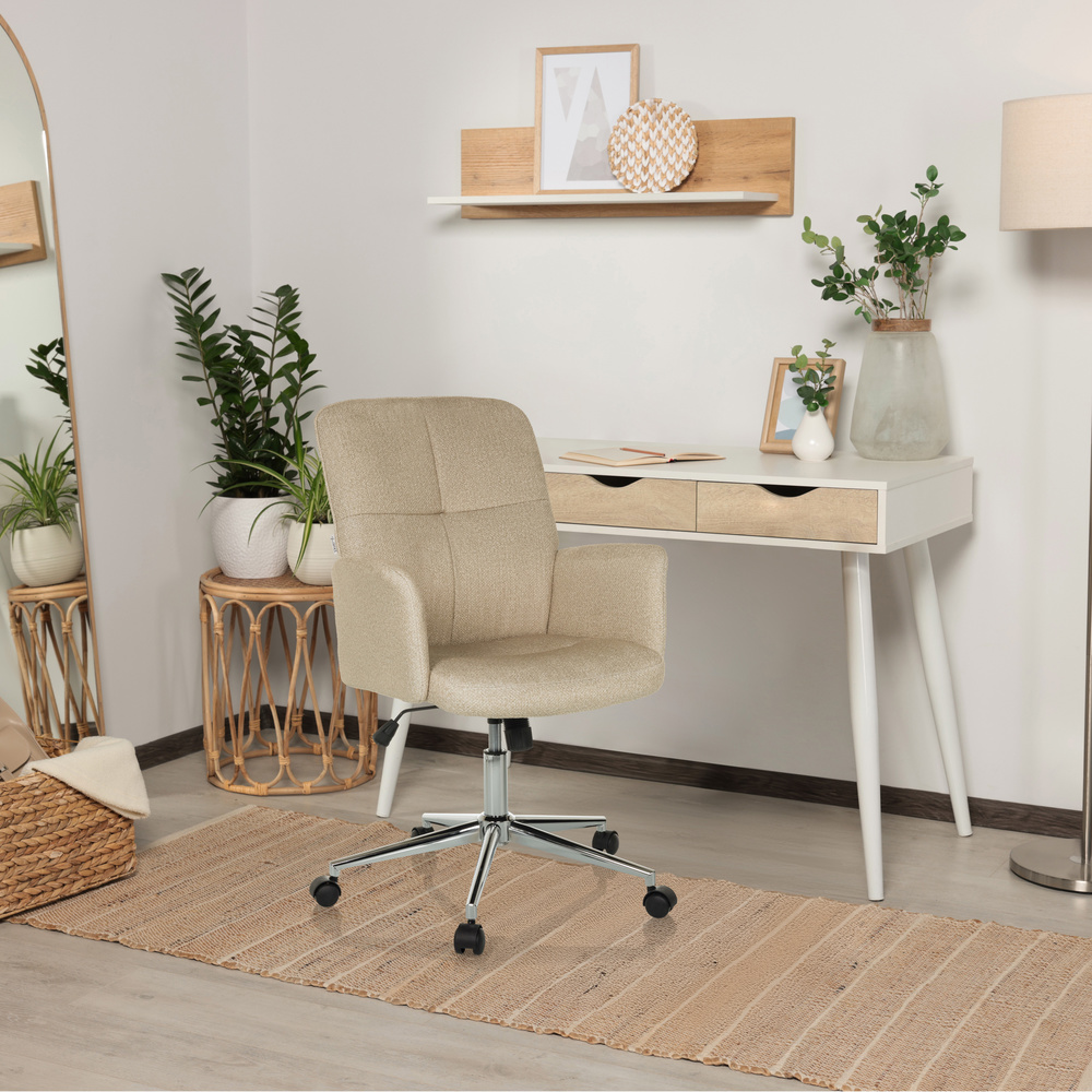 Hjh Office Bürostuhl Drehstuhl Schalenstuhl Home Office Stoff Beige Armlehnen B-Ware - 4064323038573