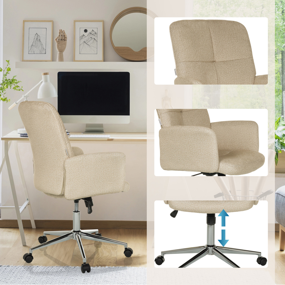 Hjh Office Bürostuhl Drehstuhl Schalenstuhl Home Office Stoff Beige Armlehnen B-Ware - 4064323038573
