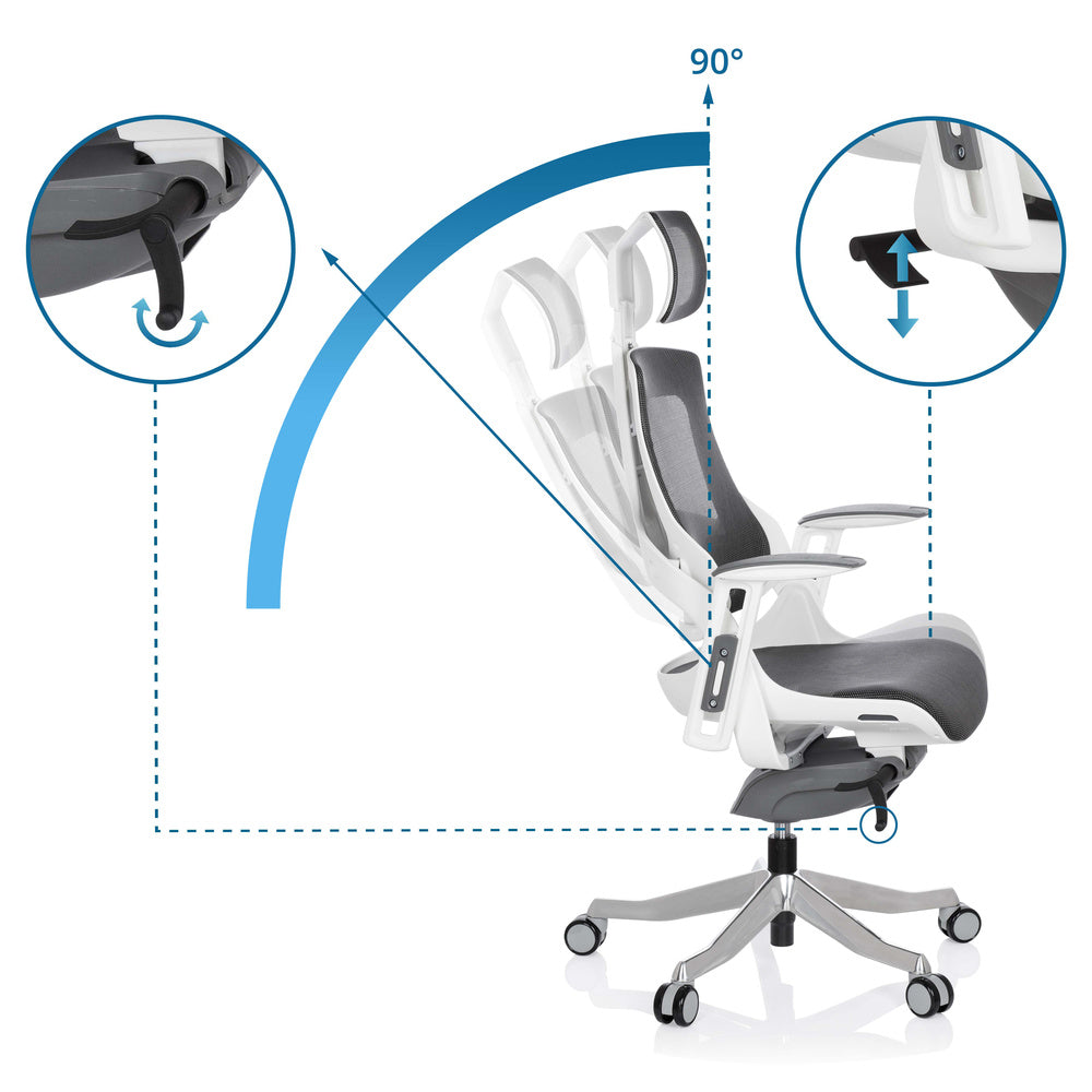 hjh OFFICE Bürostuhl Drehstuhl SPEKTRE Netzstoff Grau Armlehnen  - 4251084662059