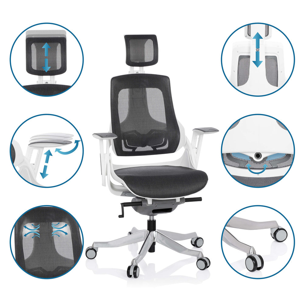 hjh OFFICE Bürostuhl Drehstuhl SPEKTRE Netzstoff Grau Armlehnen  - 4251084662059