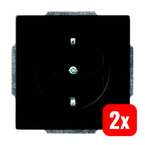 B-Ware Busch Jaeger Steckdose Einsatz Schuko Schwarz Matt Future Linear 2 Stück