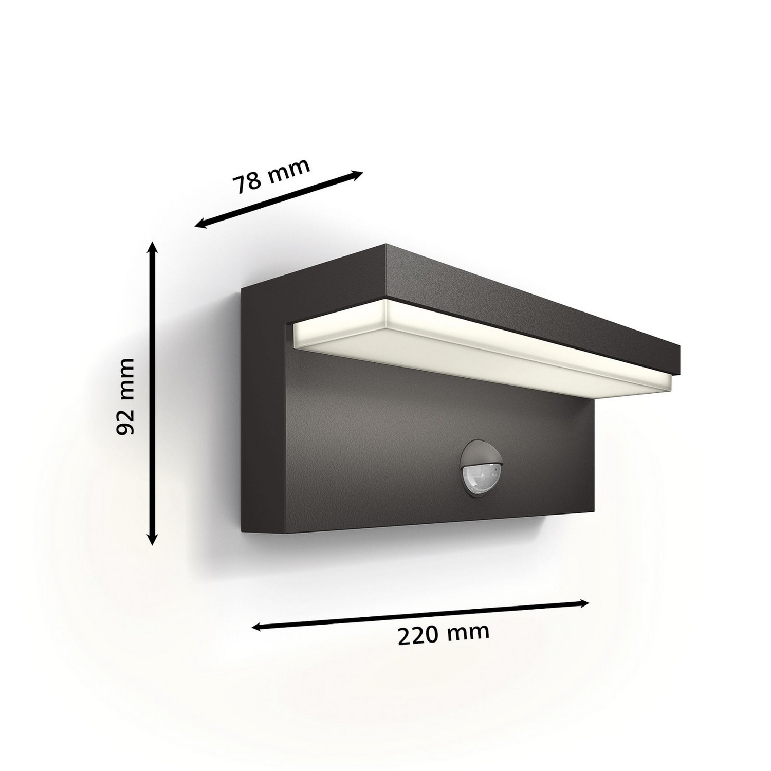 Applique murale extérieure LED Philips Bustan avec capteur UE, 4000 K (produit de seconde main).