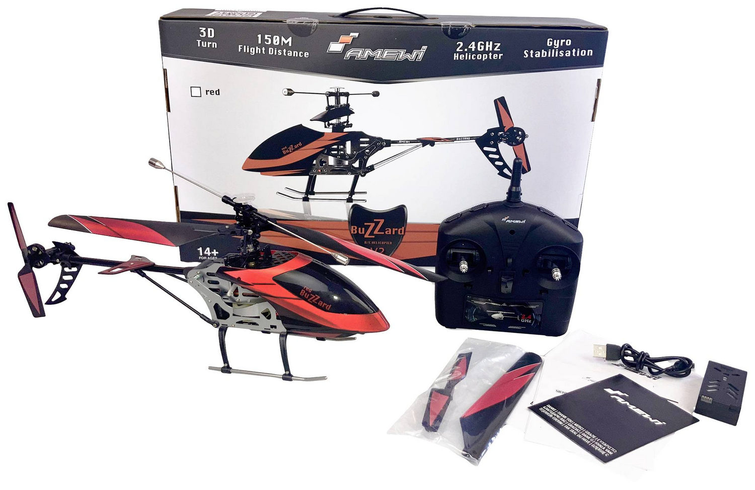 Amewi Buzzard V2 Rot Rc Einsteiger Hubschrauber Rt F Siehe Text/Foto C-Ware - 4260677955331