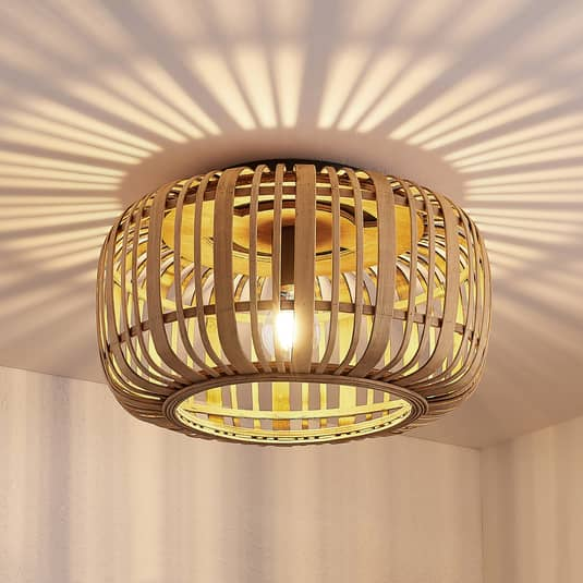 B-Ware Lindby Canyana Deckenlampe Deckenleuchte Lampe Leuchte Aus Rattanschirm Natur
