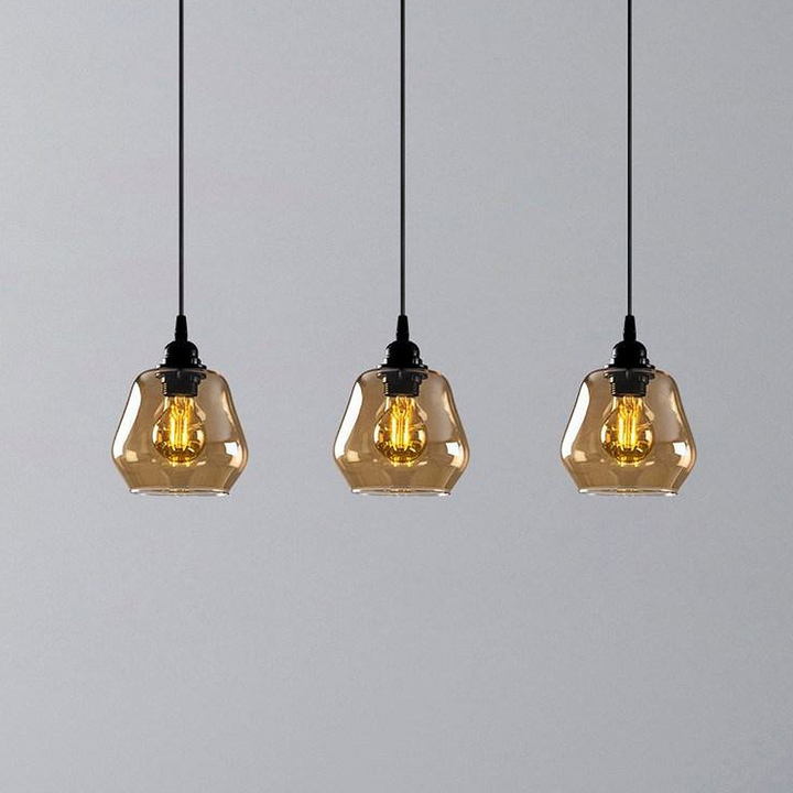 Hängeleuchte Gold 032 gold-transparent Glas 3-flammig lang Deckenlampe Lampe