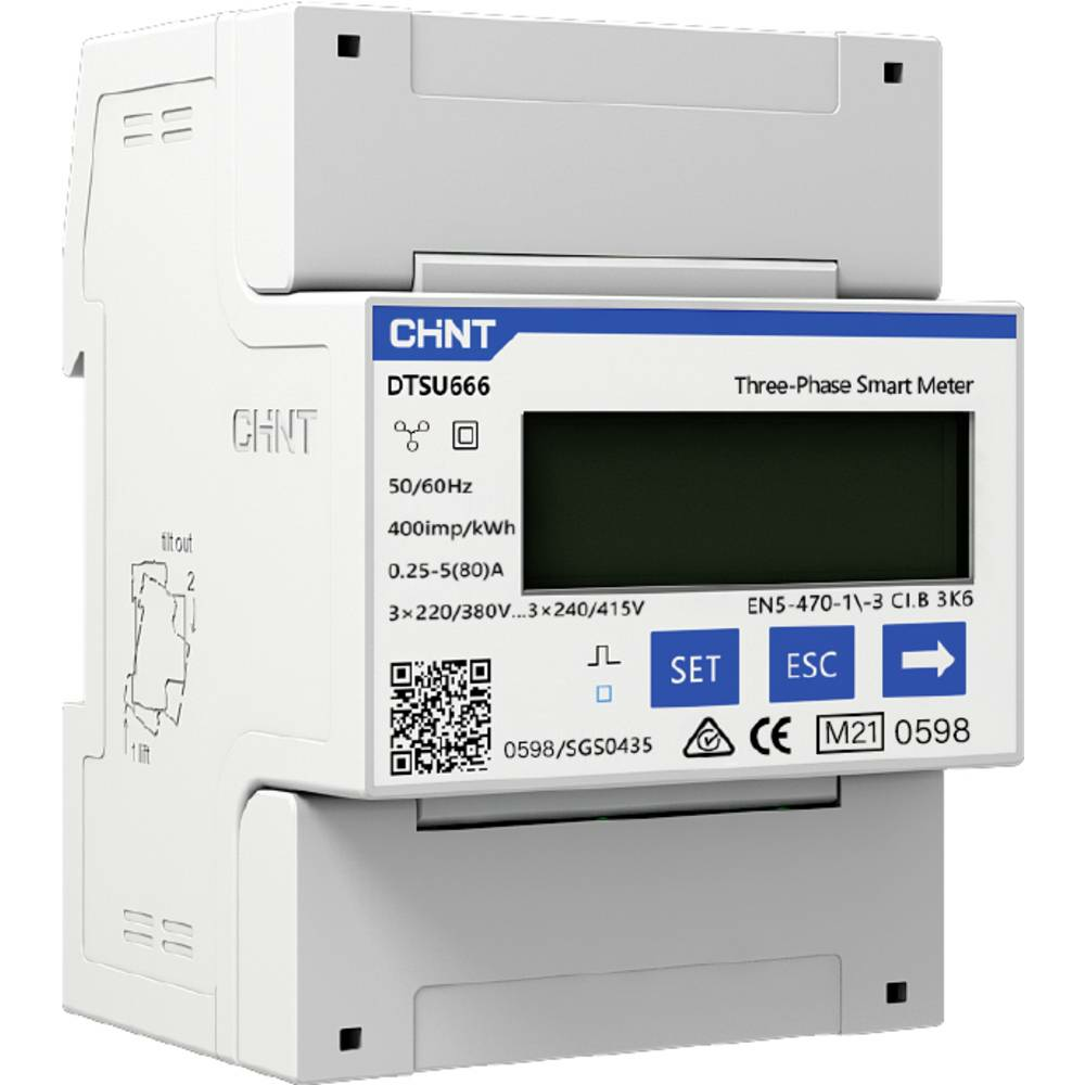 Chint Digitaler Drehstromzähler DTSU666 3×230/400V Stromzähler 5(80)A 4PMID weiß