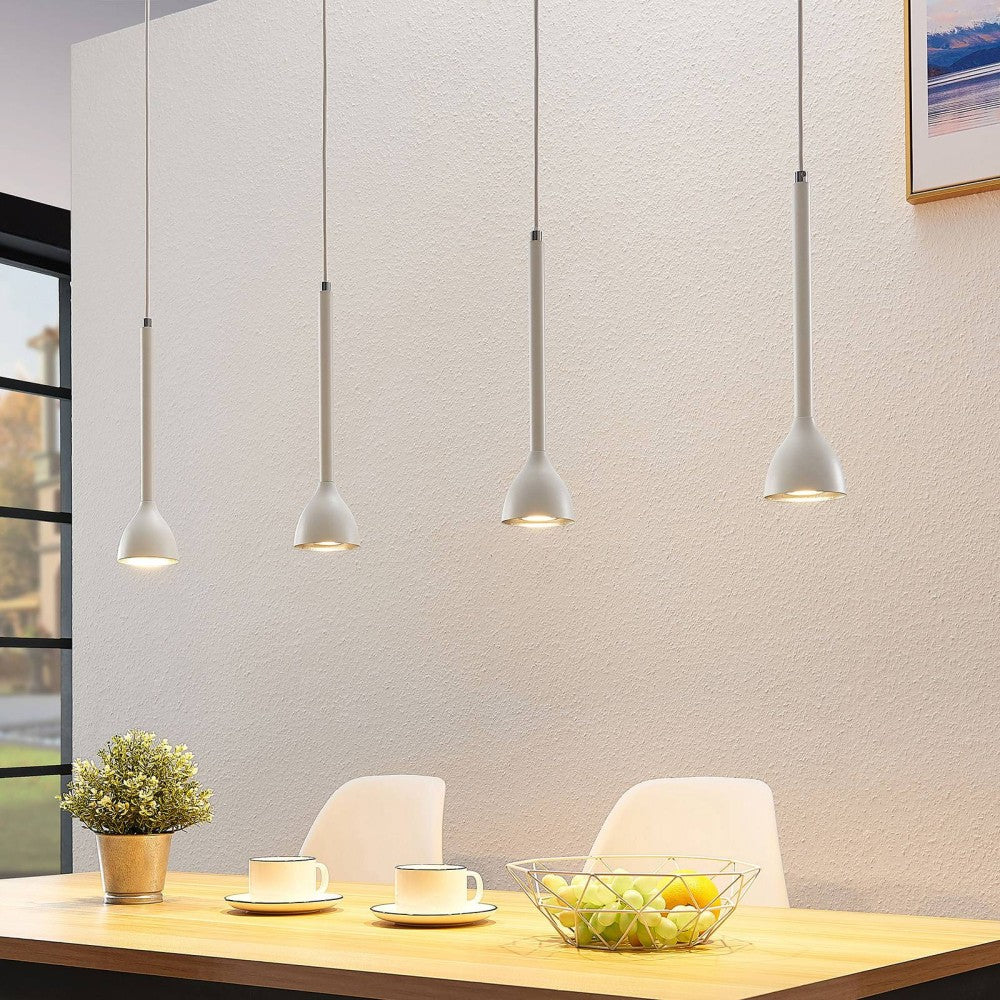 Lampa Hängeleuchte Hängeleuchte Lampe Leuchte Decke Nordwin 4-flg weiß-silber - 4251096563160