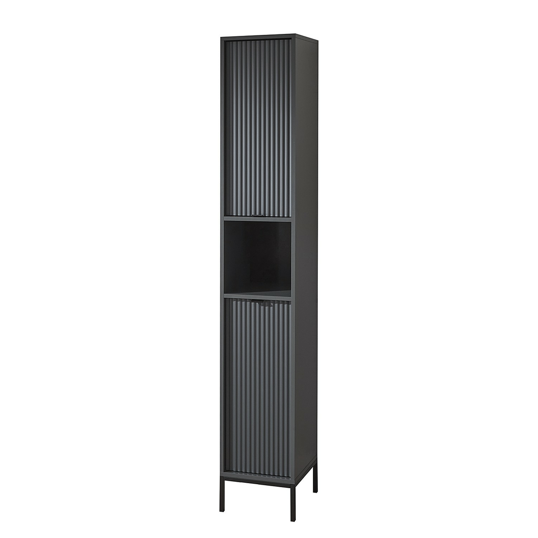 Casa Hochschrank Juvara Schrank Kommode Vitrine Sideboard Deko Möbel Matt Grau
