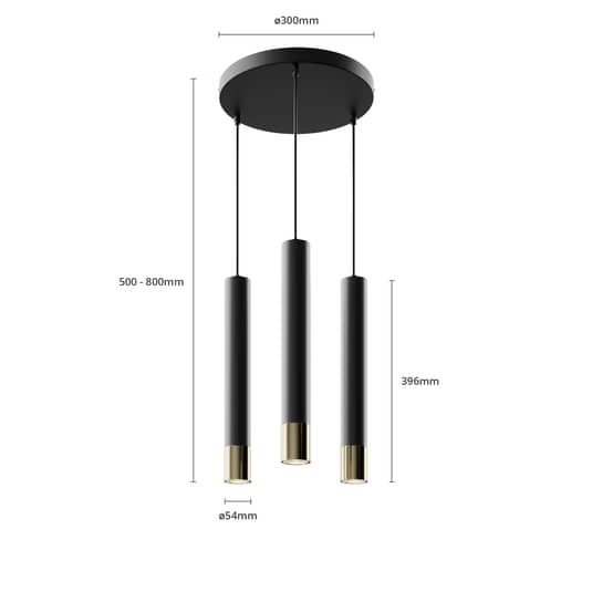 Euluna Hängeleuchte Nest 3 Flg. Schwarz Gold Hängeleuchte Pendelleuchte Lampe Gu B-Ware - 5907565915679
