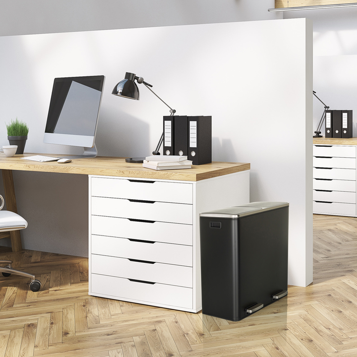 Hjh Office Abfallsammler Mülltrennsystem Clean Xi 60 L  Stahl Schwarz Mülleimer B-Ware