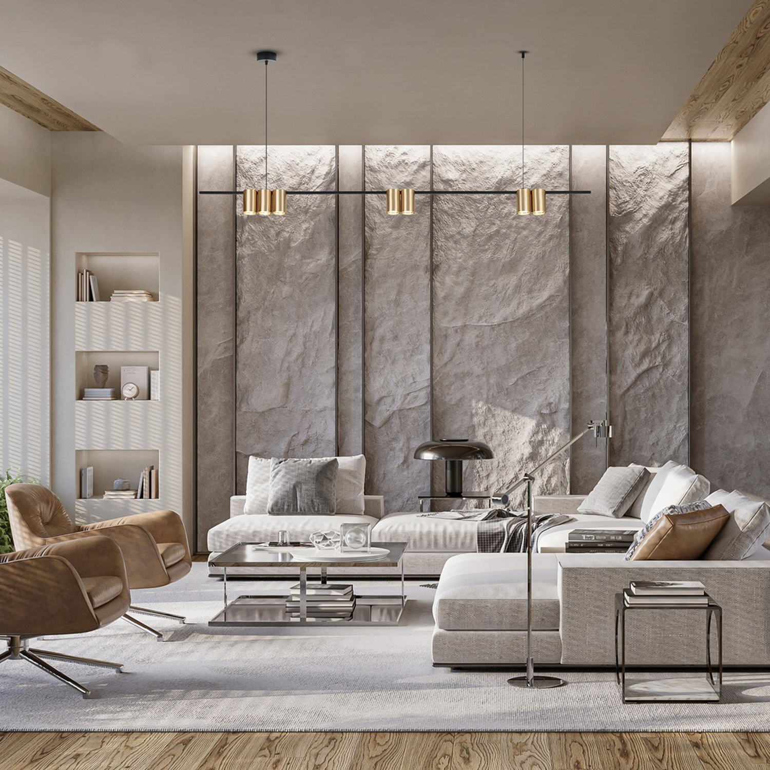 B-Ware Hängelampe Genesis Alu Schwarz/Gold 7 X Gu10 Länge 150 Cm Hängeleuchte Lampe756