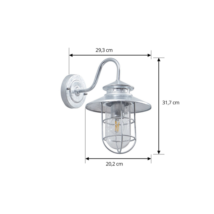 Lindby Außenwandleuchte Naleta Wandleuchte Wandlampe Leuchte LED verzinkt Stahl