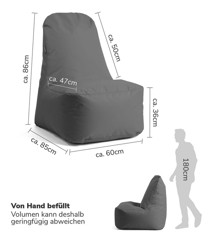 Mokebo Sitzsack Sessel 'Der Däumchendreher' Relaxsessel Pouf Sitzhocker Grau
