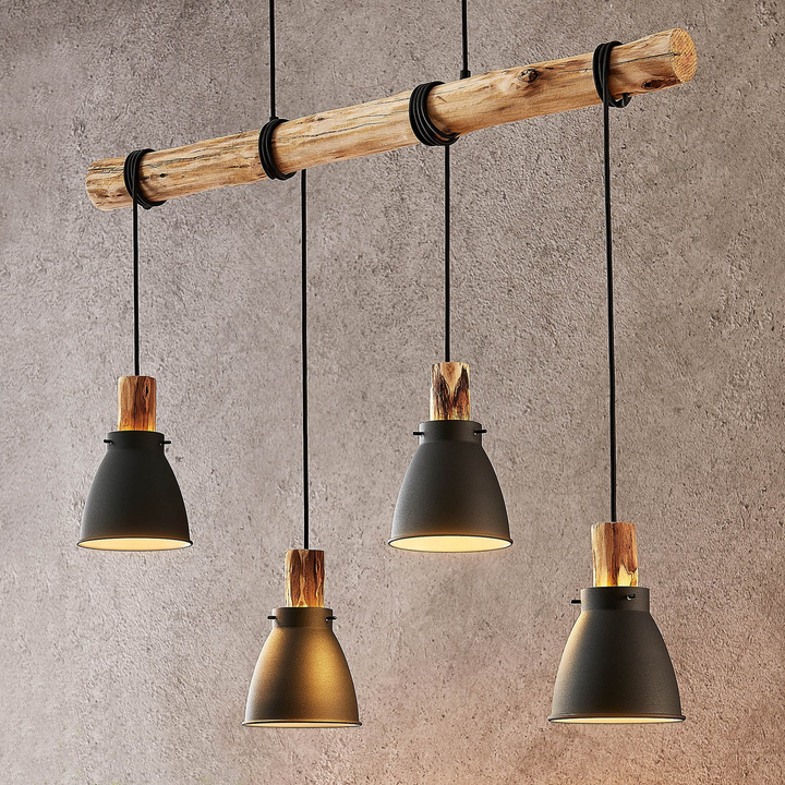 Lindby Trebale Pendelleuchte Hängeleuchte Hängelampe Lampe 4 flammig Eukalyptus