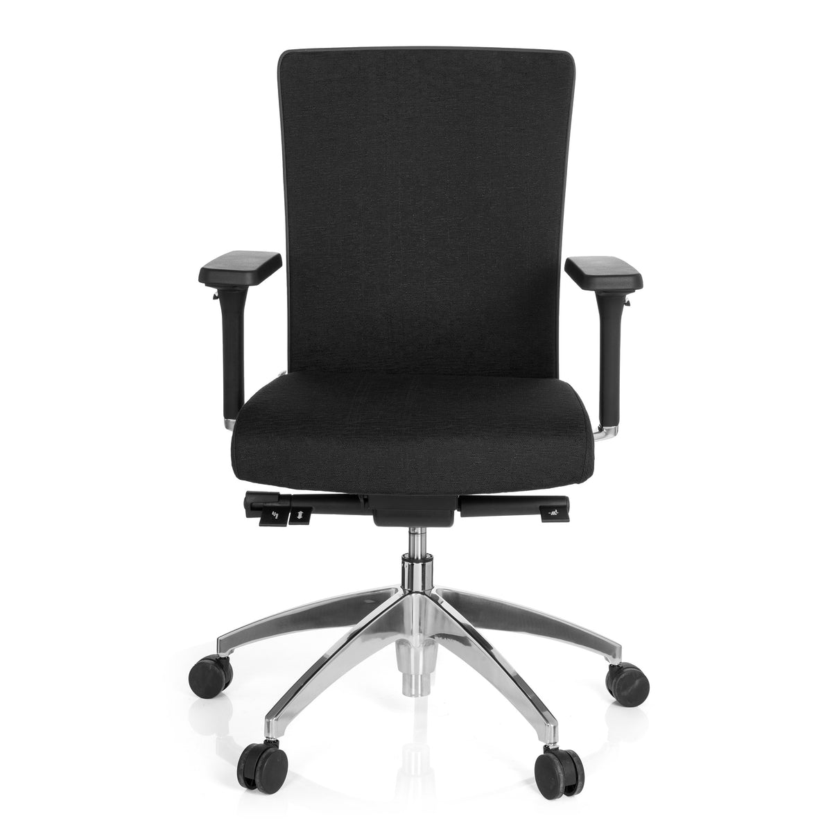 hjh OFFICE Bürostuhl Chefsessel Drehstuhl Stoff schwarz Armlehne Lendenstütze - 4260182551271