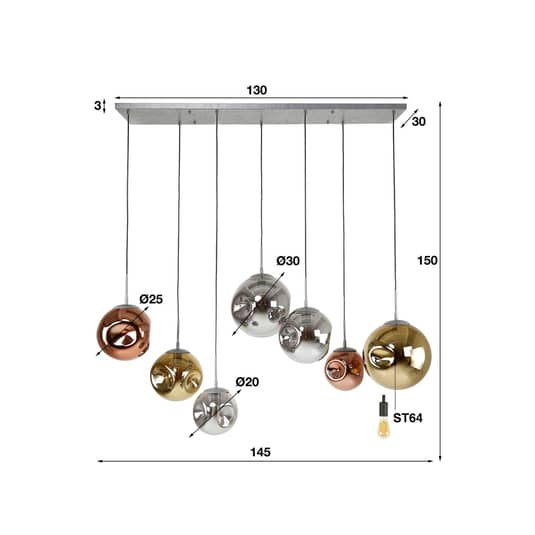 B-Ware Hängeleuchte Valerya Hängelampe Leuchte Lampe Licht E27 Glaskugeln Siebenflam996