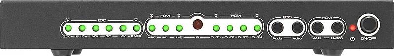 speaka-professional 4 Port HDMI-Splitter mit Fernbedienung Audio-Port 3840x2160