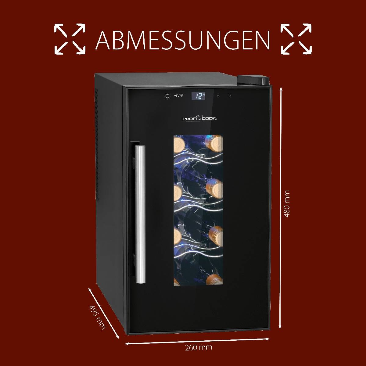B-Ware Profi Cook PC-WK 1232 Glaskühlschrank Standgerät Schwarz SIEHE TEXT/FOTO