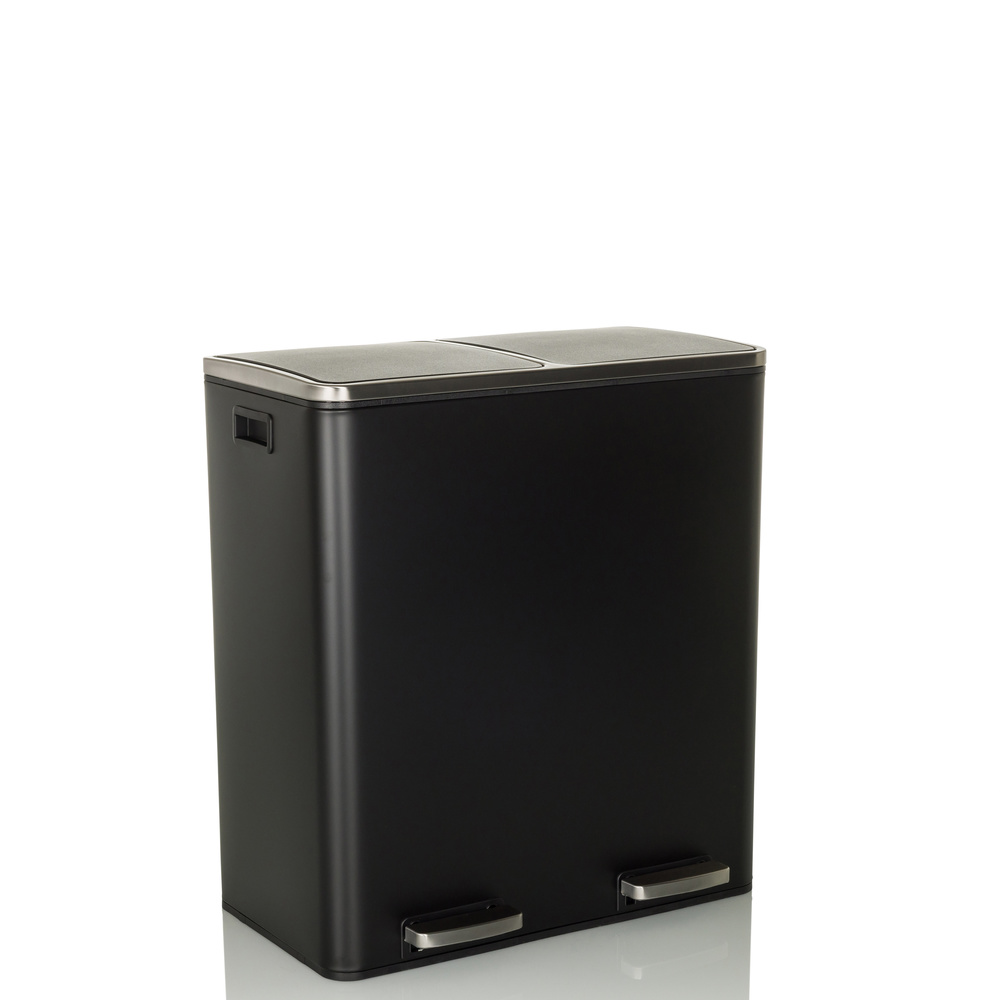 Hjh Office Abfallsammler Mülltrennsystem Clean Xi 60 L  Stahl Schwarz Mülleimer B-Ware