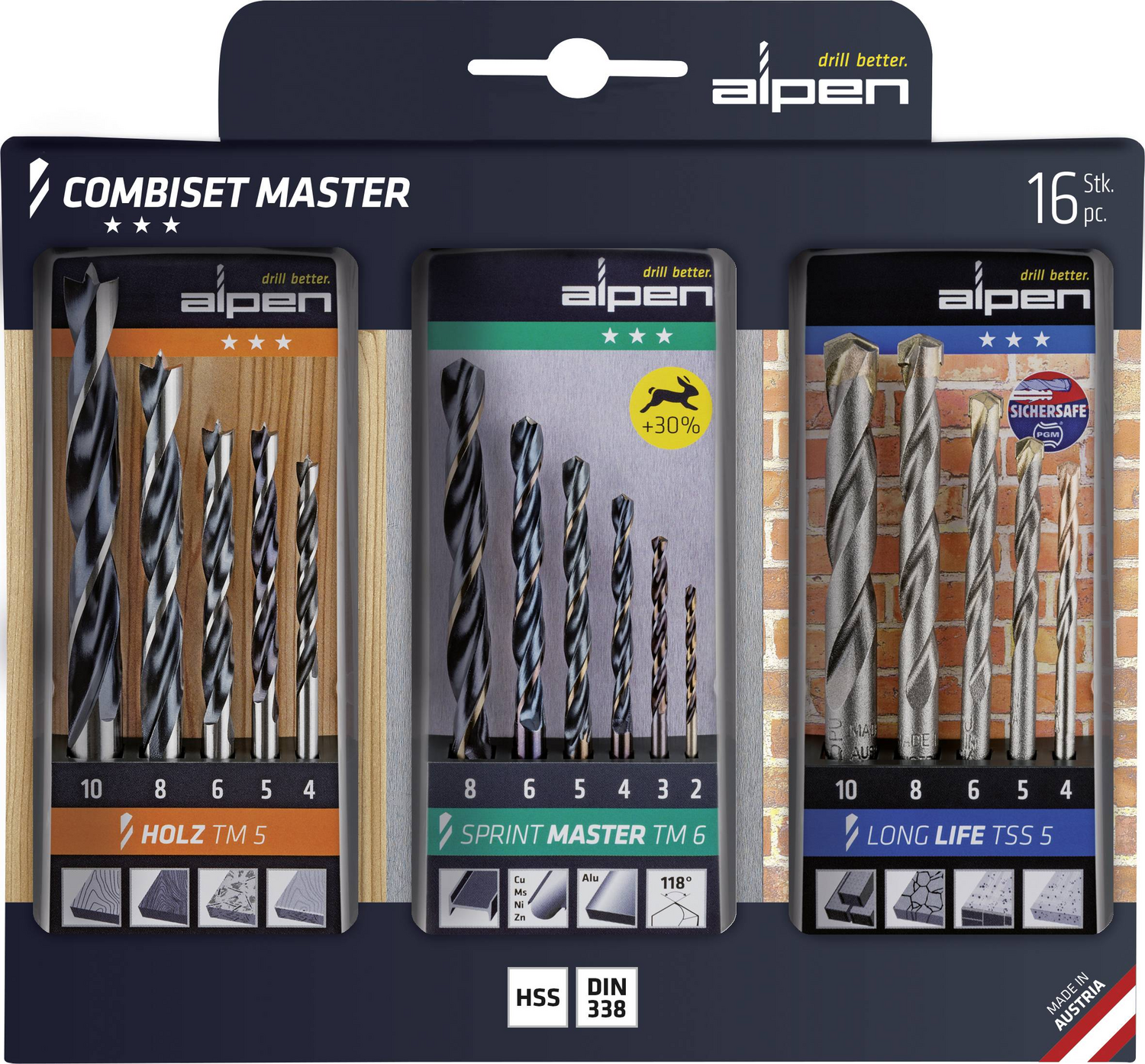 B-Ware Alpen 0000811003100 Combiset Master Universal Bohrersortiment Universal Bohrer