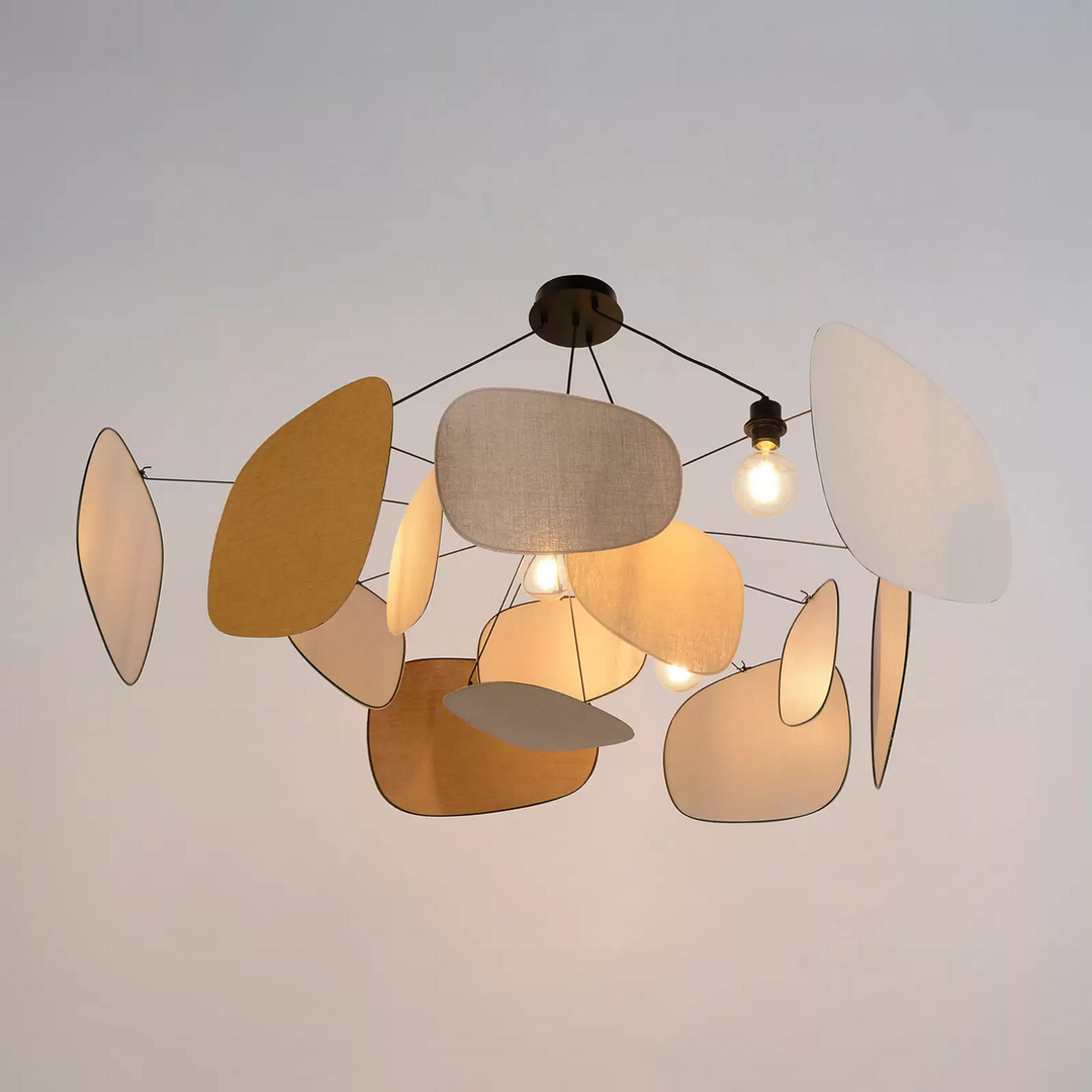 MARKET SET Screen 70's Hängelampe Hängeleuchte Deckenlampe E27 Leinen 4-flammig