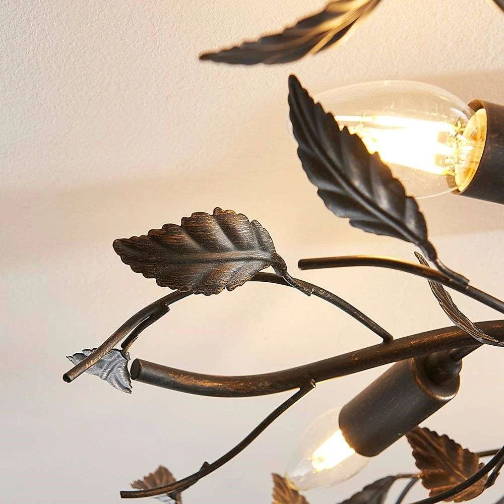 Lindby Deckenlampe Hängeleuchte Lampe Leuchte Yos Blattoptik 5 Flmg E14 Schw592 B-Ware