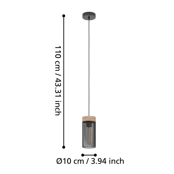 Eglo Hängeleuchte Kilnsdale ø 11 Cm Schwarz Braun Stahl Deckenlampe Lampe Spot B-Ware - 9002759438333