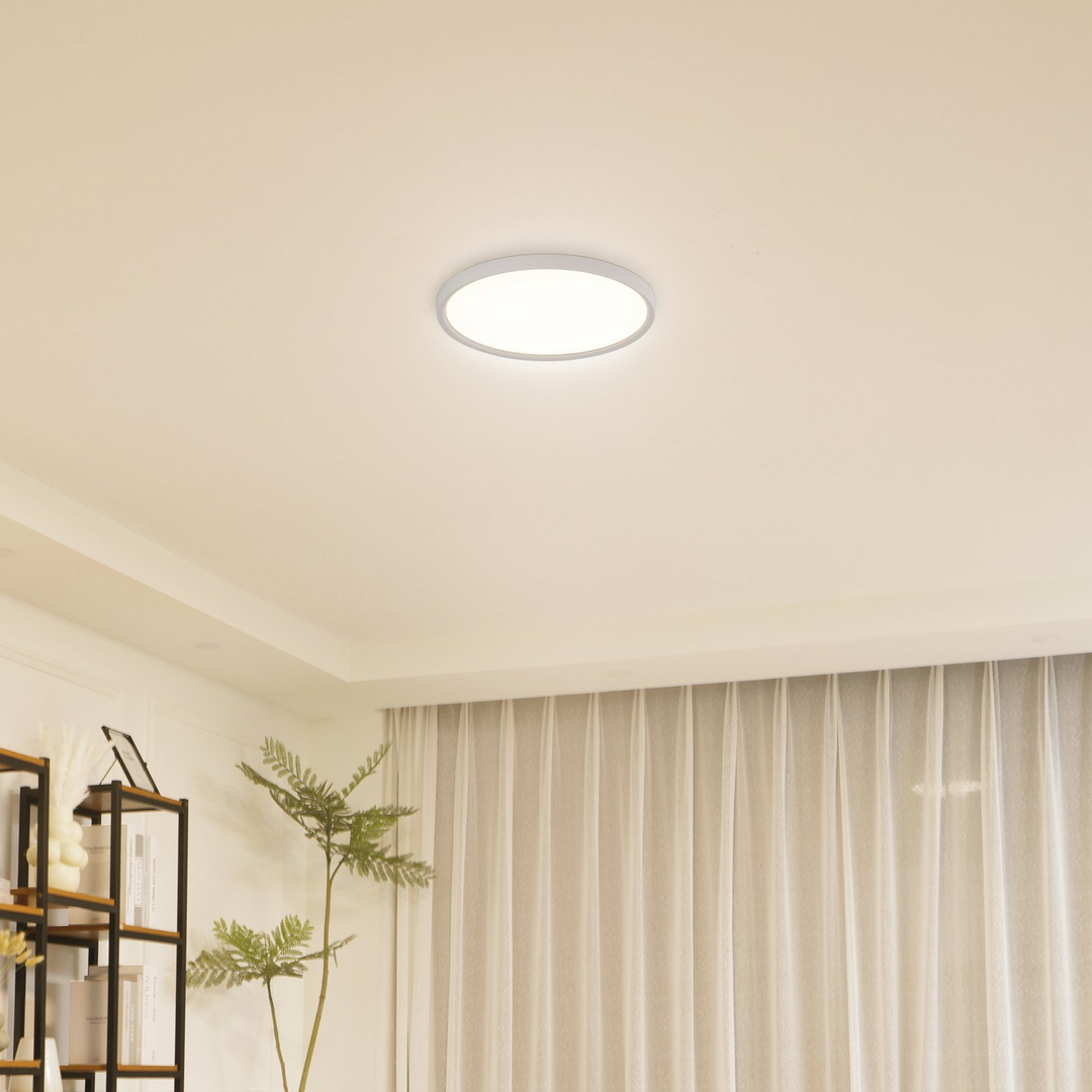 Lindby LED-Deckenleuchte Deika Deckenlampe Deckenlicht 30 cm weiß Kunststoff CCT