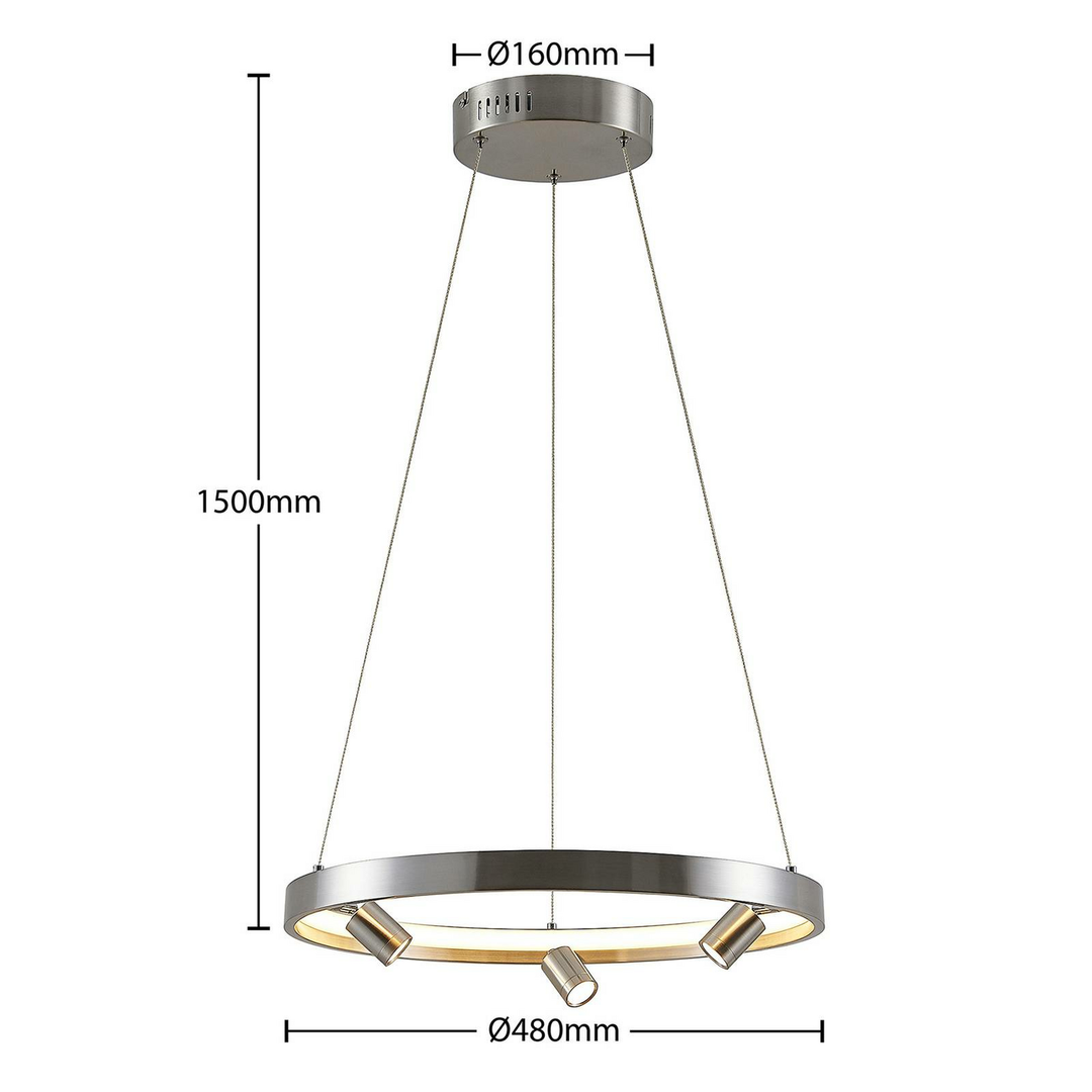 Lucande Paliva Led Hängeleuchte Deckenlampe Pendelleuchte Leuchte 48cm Nickel B-Ware - 4251911713114