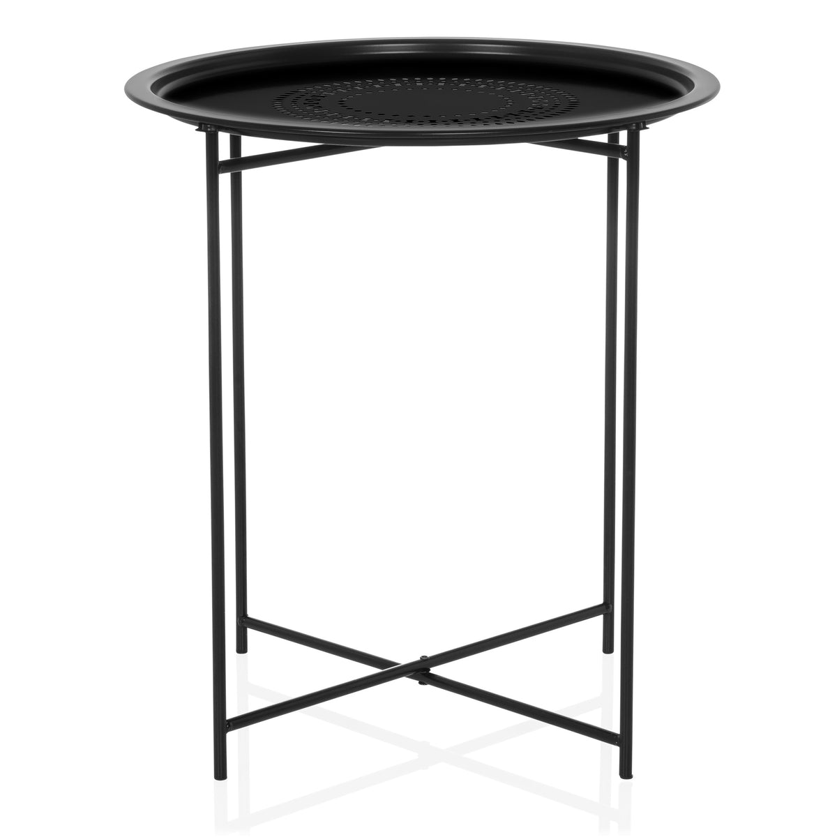 hjh LIVING Beistelltisch ALLRUND Sofatisch schwarz Klapptisch stabil und modern - 4064323037859
