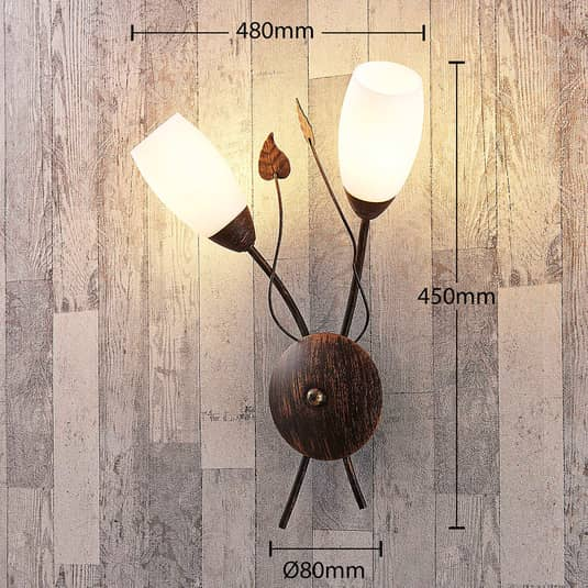 B-Ware Lindby Wandleuchte Wandlampe Stefania Glas Schwarz Gold Lampenschirm E14