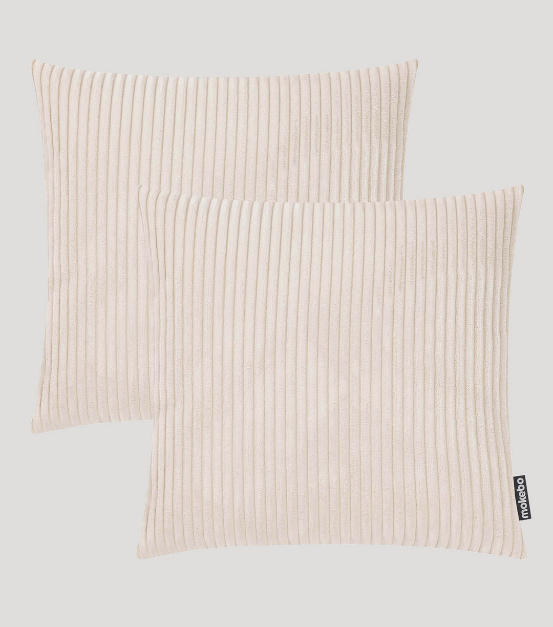 Mokebo Cordkissen Set 45x45 Beige Kissen Cordstoffkissen Sofakissen Couchkissen