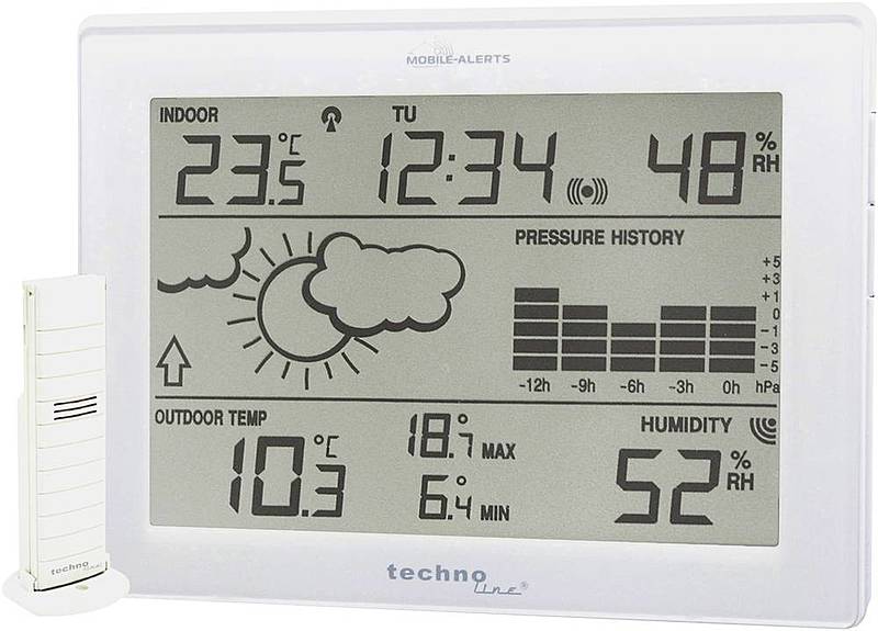 B-Ware Techno Line Ma 10006 Mobile Funk Wetterstation Wetter Funk Digital Uhr Grün Grau