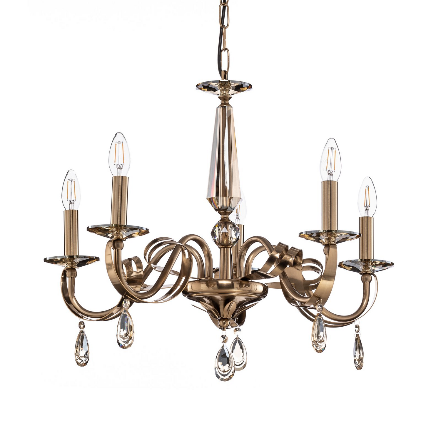 Kronleuchter Castro Messing Antik 5 Flammig Deckenlampe Deckenleuchte Lampe Spot B-Ware