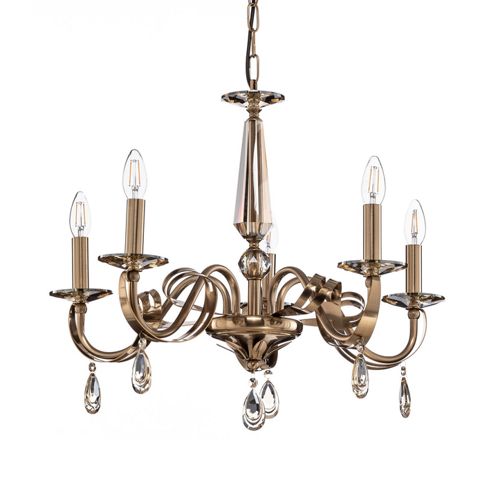 Kronleuchter Castro Messing Antik 5 Flammig Deckenlampe Deckenleuchte Lampe Spot B-Ware