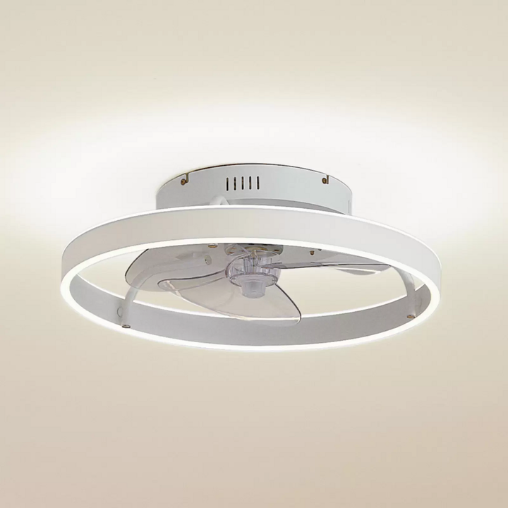 Lindby LED-Deckenventilator Momitu weiß leise Ø 14 cm Ventilator Deckenlampe