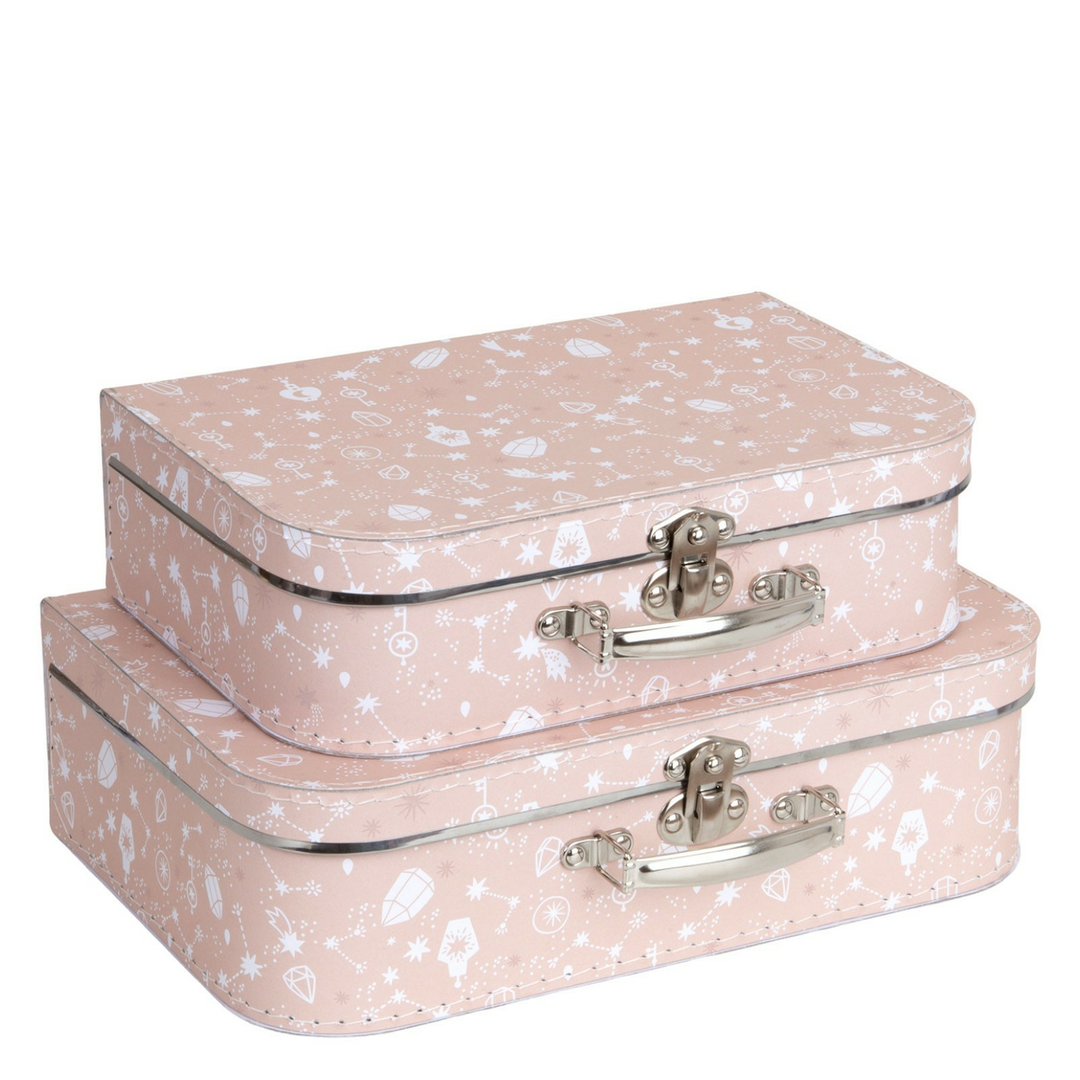 Bigso Box of Sweden Kinder-Koffer Reisekoffer Kofferset 2er Set Pink Sky