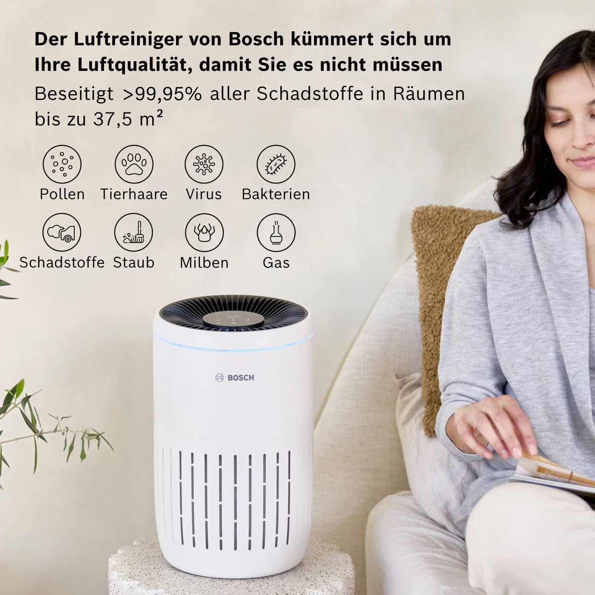 Bosch Home Comfort 7733702200 Air 2000 Luftreiniger Luft-Reinigung 37 m² Weiß - 4062321717988
