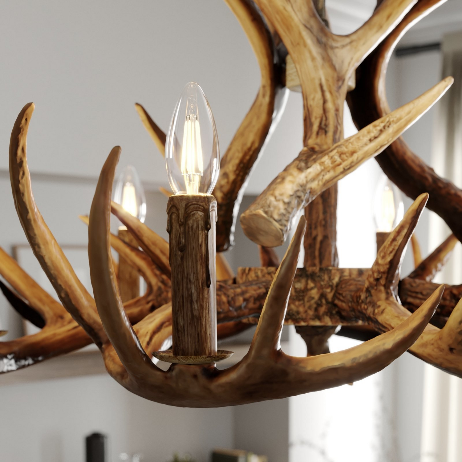 B-Ware Lindby Fibi Hängeleuchte Pendelleuchte Deckenlampe Lampe Leuchte Geweih Braun104