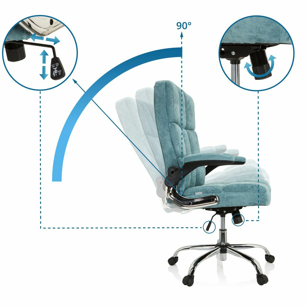 Schreibtisch Bürostuhl Chefsessel Relax Wd 100 Drehstuhl Sessel Stoff Blau/Mint B-Ware