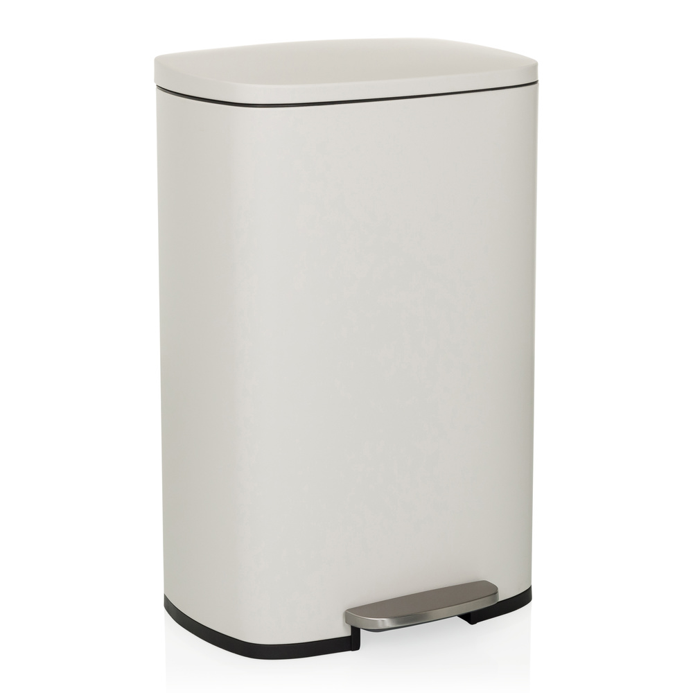 hjh OFFICE Abfallsammler Mülleimer CLEAN XV Treteimer Abfalleimer 50 Stahl beige