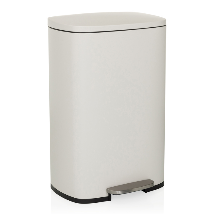 hjh OFFICE Abfallsammler Mülleimer CLEAN XV Treteimer Abfalleimer 50 Stahl beige