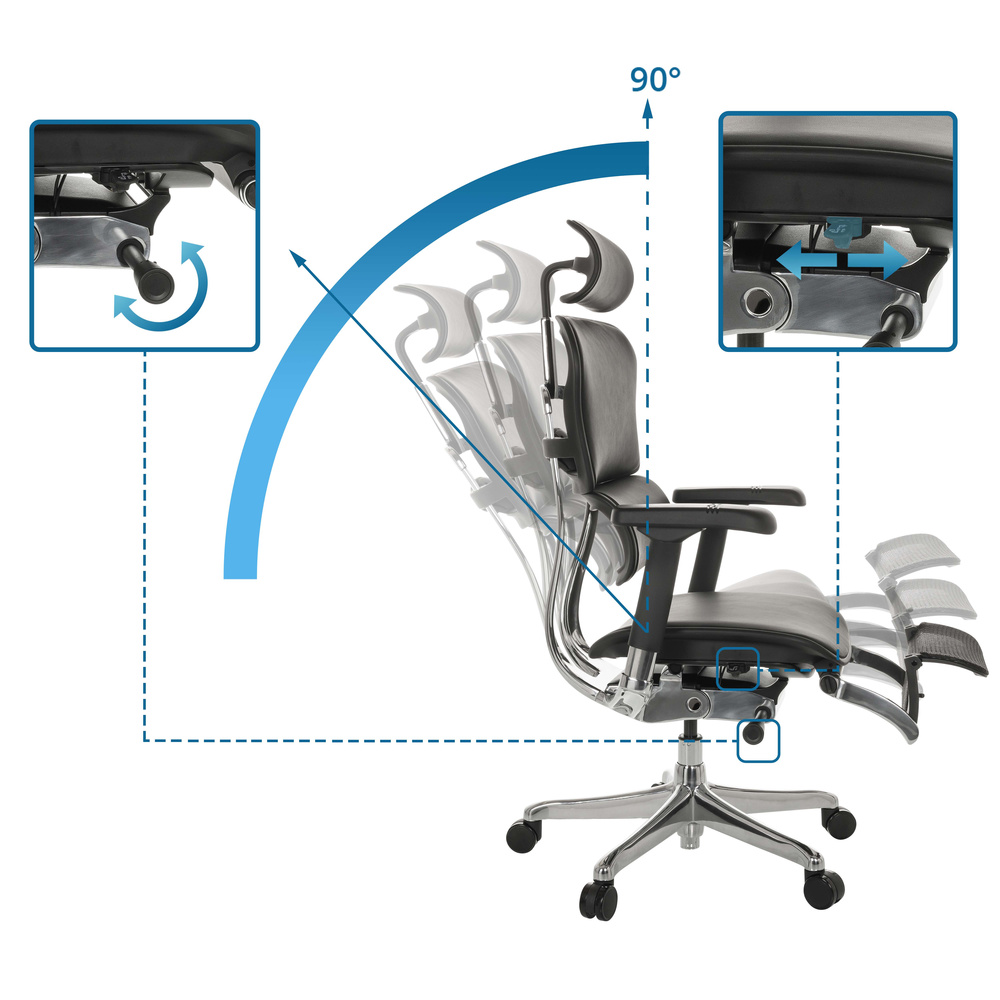 B-Ware Hjh Office Bürostuhl Chefsessel Ergohuman Plus Legpro Gen2 Leder Beinablage N101