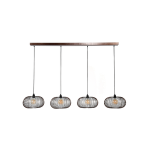 B-Ware Hängeleuchte Rippberg Schwarz Vierflammig Deckenlampe Deckenleuchte Lampe Spot