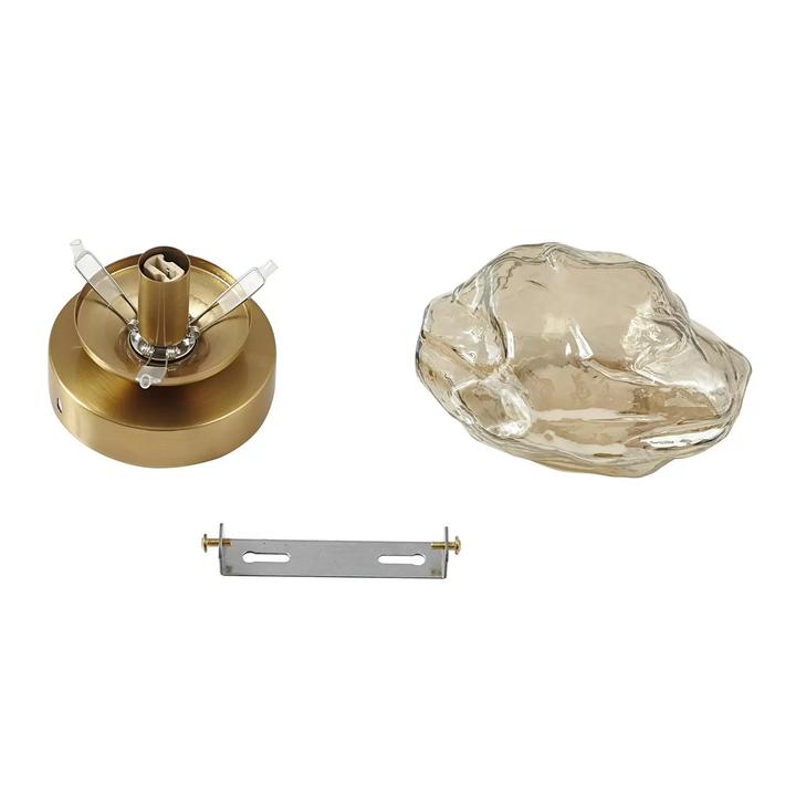 Lindby Wandleuchte Piatra amber messing Glas Ø 16 cm G9 Wandlampe Lampe Leuchte