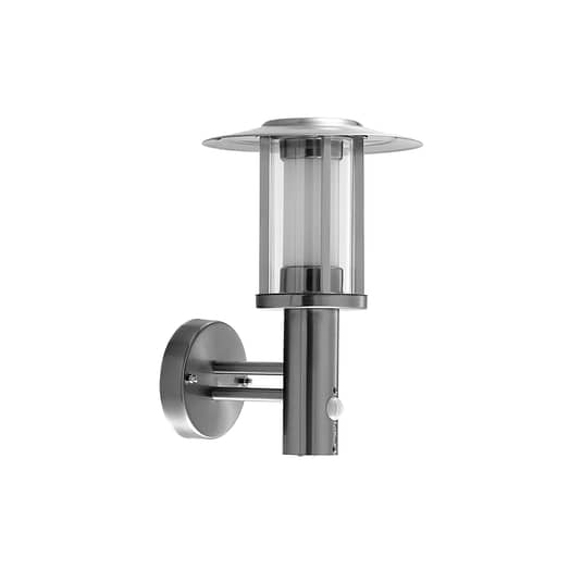 Applique murale extérieure LED Lindby de qualité B, applique murale de jardin Gregory en acier inoxydable avec capteur LED
