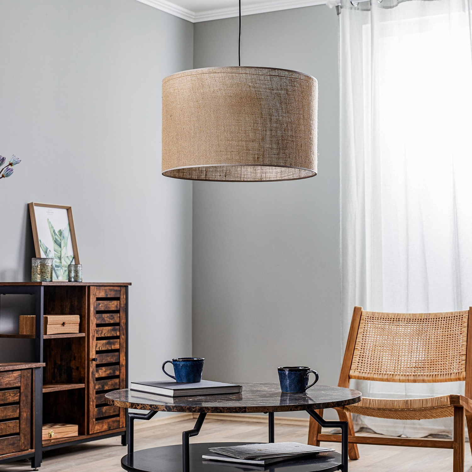 B-Ware Juta Hängeleuchte Pendelleuchte Hängelampe Jute Einflammig ø 50 Cm Leuchte Lampe