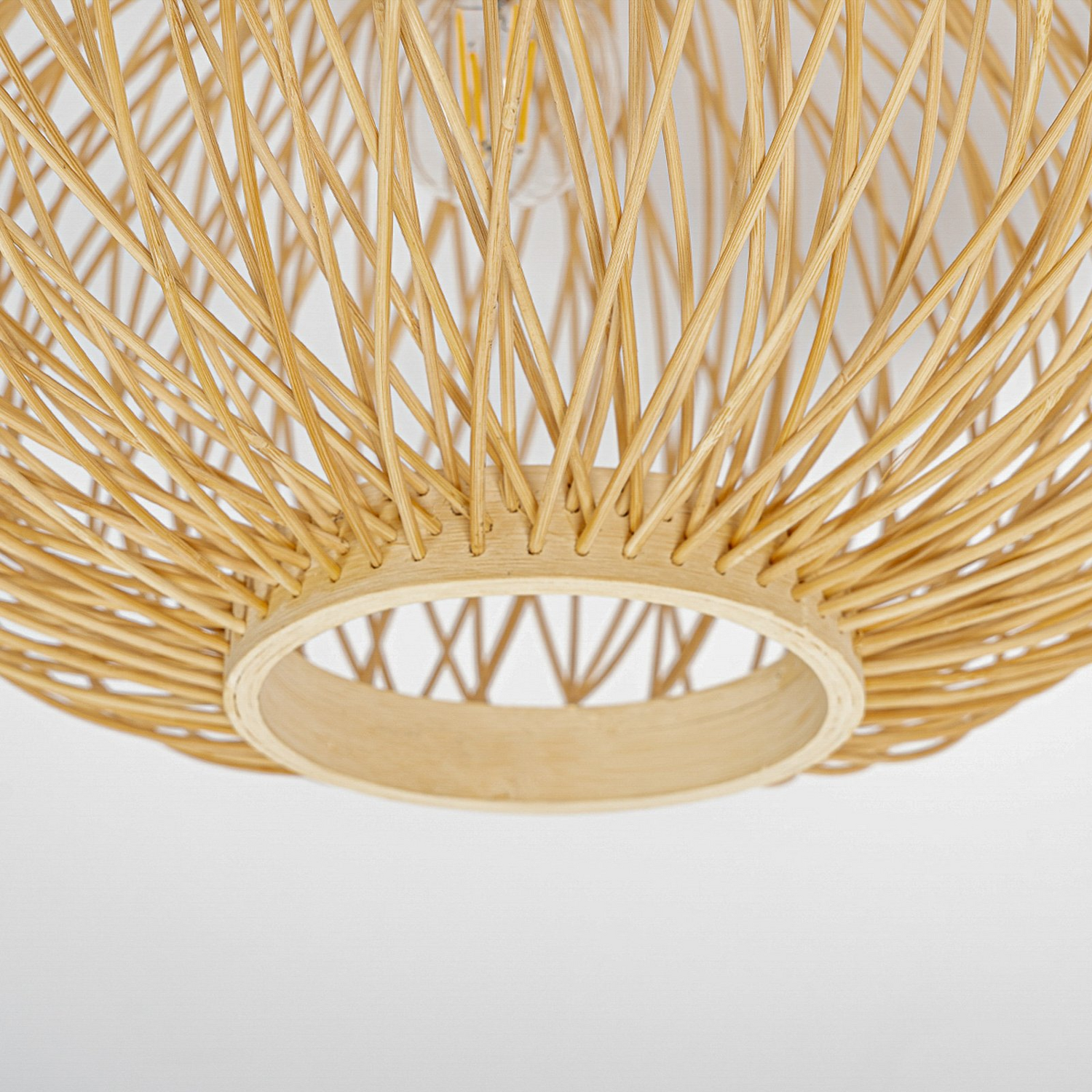 B-Ware Lindby Solvira Deckenlampe Deckenleuchte Deckenlicht Leuchte Bambusgeflecht Rund