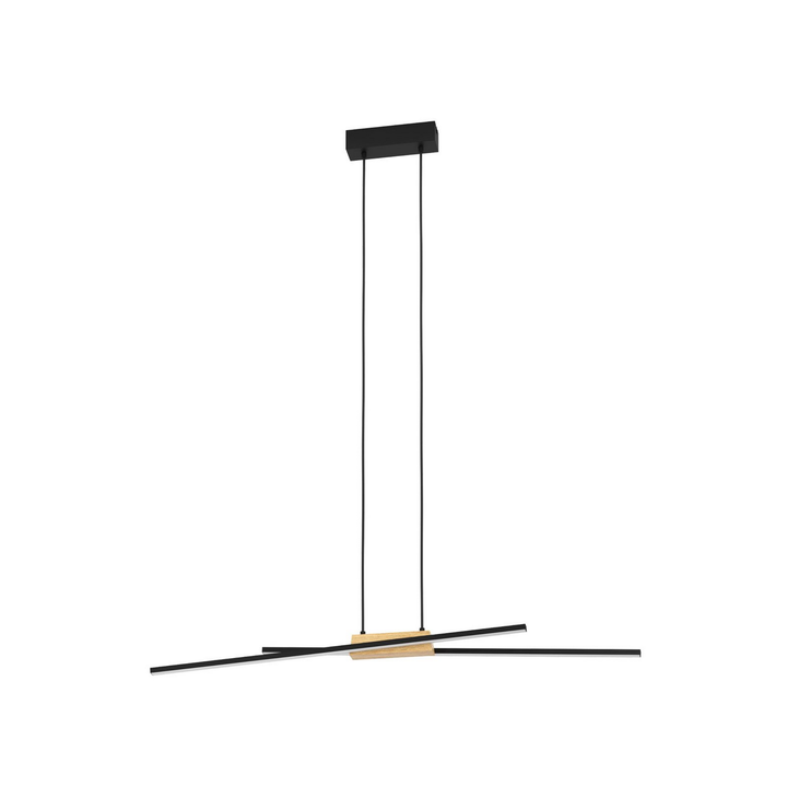Eglo LED-Hängeleuchte Panagria schwarz mit Holzdetail Deckenlampe Lampe Leuchte