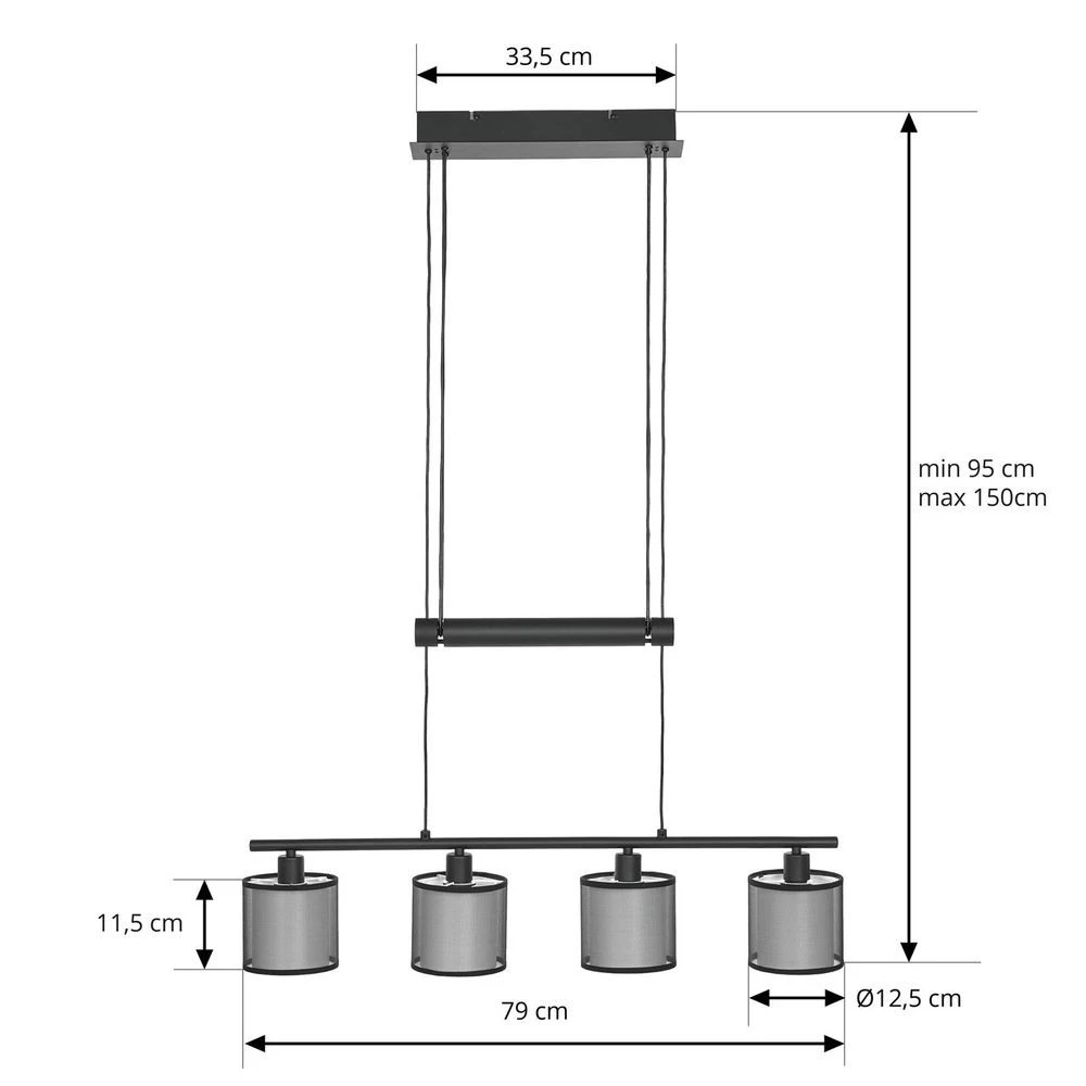 Lindby Chizoma Hängelampe Hängeleuchte Deckenlampe E27 4 Flammig Stoff Schirme B-Ware - 4251911763003